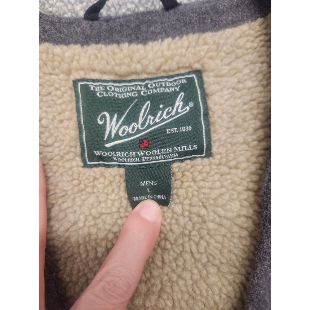 Woolrich Mens‎ Sherpa Lined Vest Dark Gray Full Zip Pockets Size L Barn Core Vtg - Picture 4 of 10